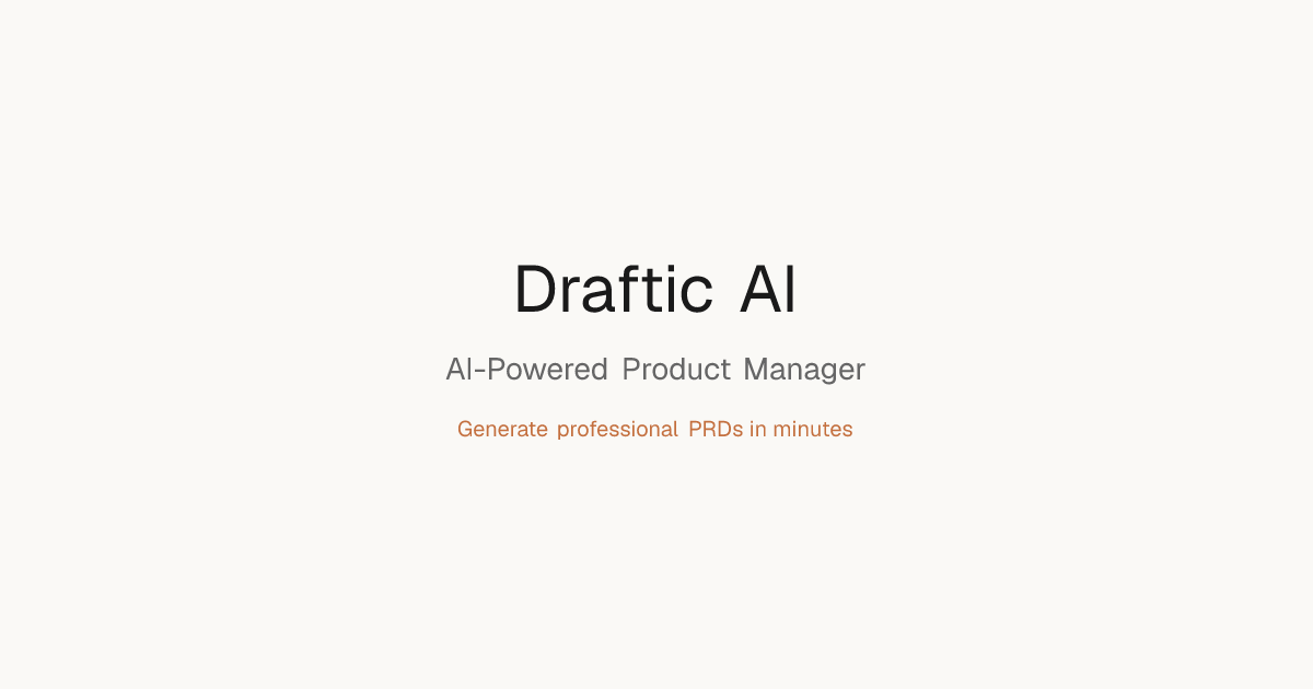 Draftic AI PRD Generator dashboard